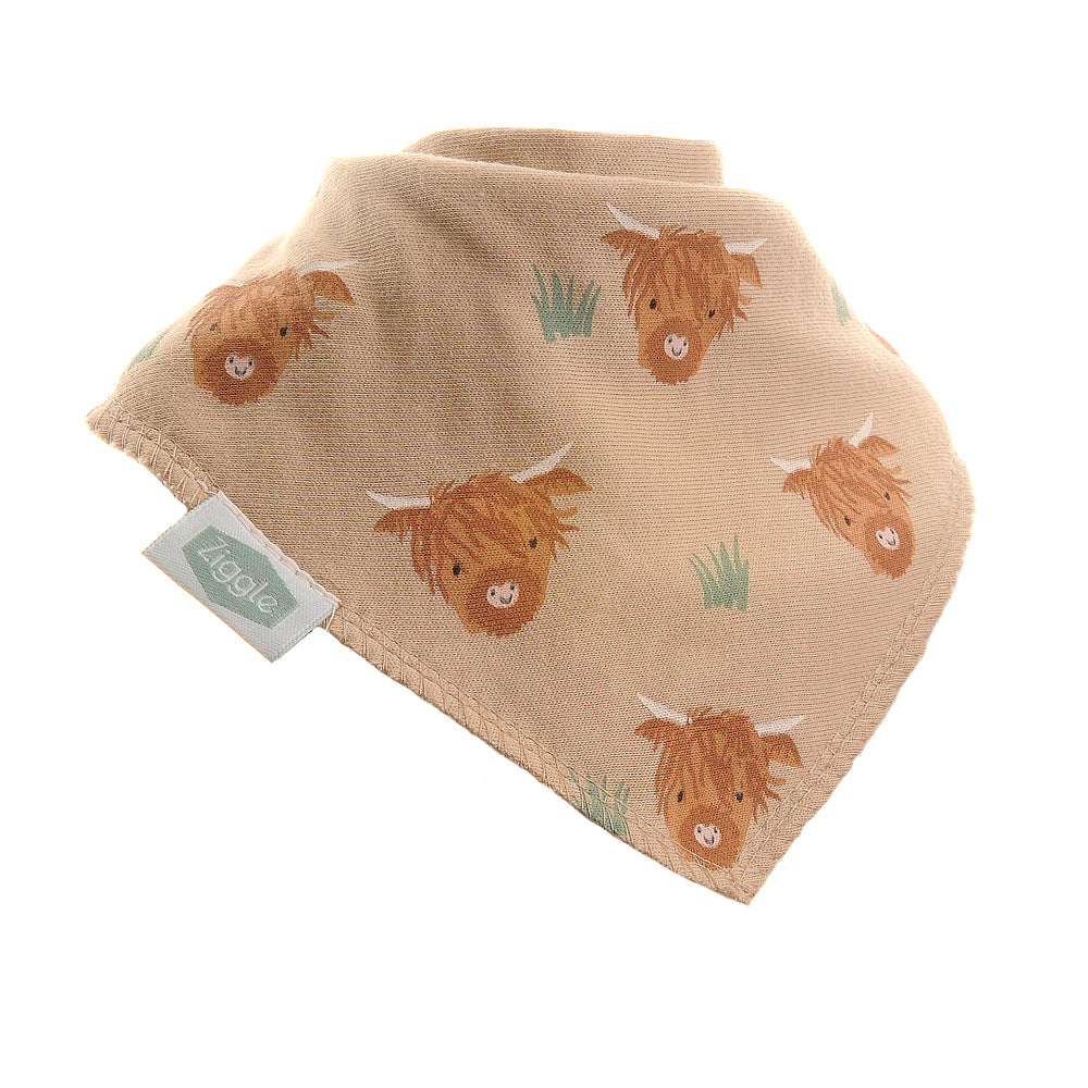 ZIGGLE FUN0314 BANDANA DRIBBLE BIB HIGHLAND COW 0 - 3 YEARS