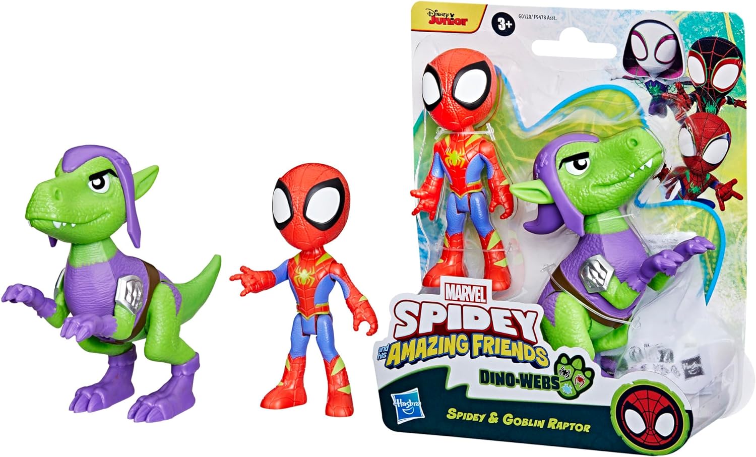 MARVEL SPIDEY AND HIS AMAZING FRIENDS G0120 DINO WEBS SPIDEY & GOBLIN RAPTOR