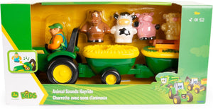 JOHN DEERE KIDS 34908 ANIMAL SOUNDS HAYRIDE TRACTOE AND TRAILER