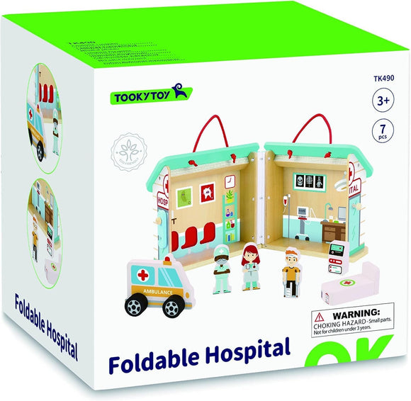 TOOKY TOY TK490 FOLDABLE WOODEN HOSPITAL