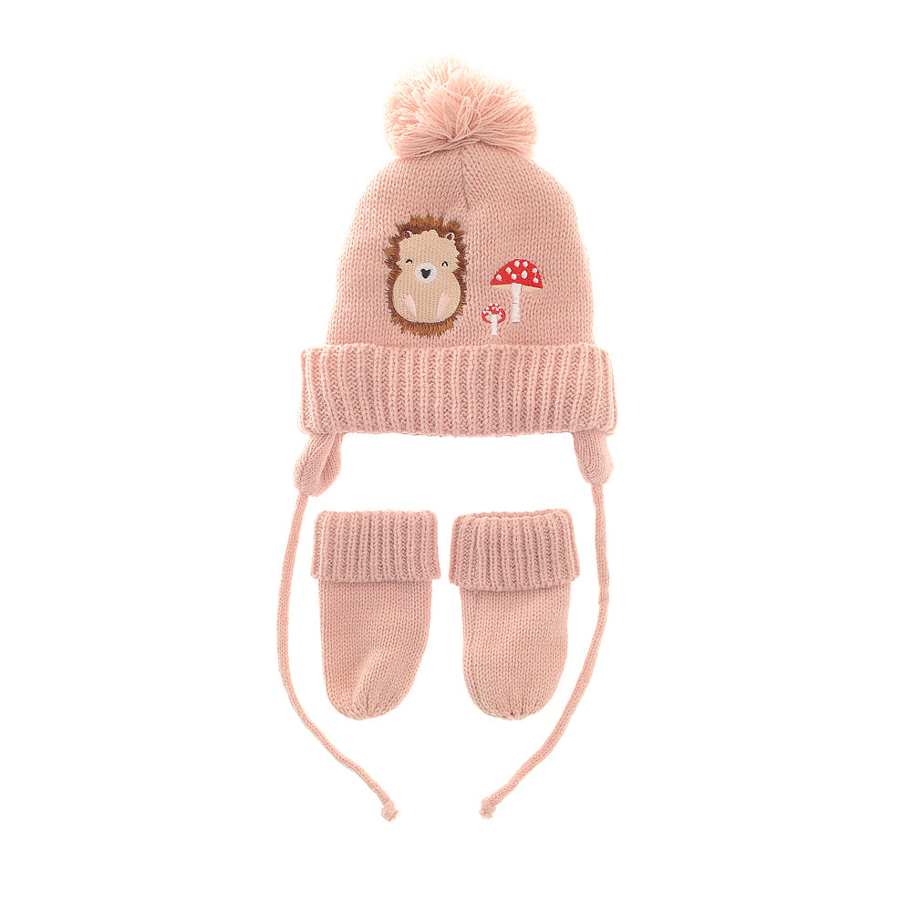 ZIGGLE HAT5614 WOODLAND 12-24M WOOLLY HAT AND MITTENS