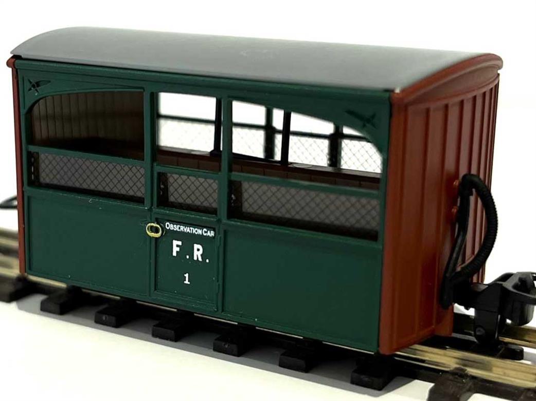 PECO GR-562  Festiniog Railway Open Sided 4 wheel Bug Box Coach 1 Col.Stephens Green   OO9 SCALE