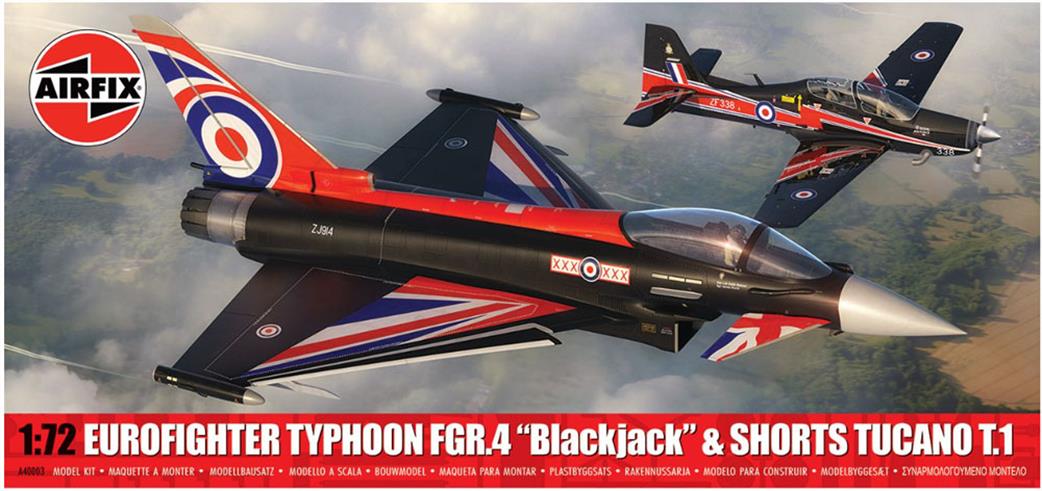 AIRFIX A040003  Eurofighter Typhoon FGR.4 Blackjack & Shorts Tucano T.1 Twin Pack Kit  1:72 Scale