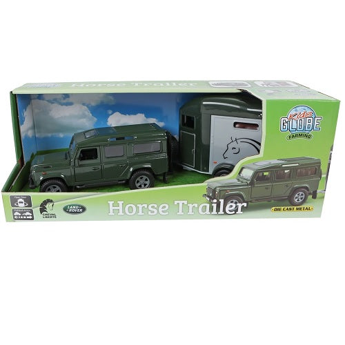 KIDS GLOBE FARMING LANDROVER WITH HORSE TRAILER