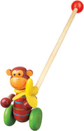 ORANGE TREE TOYS WOODEN PUSH ALONG MONKEY