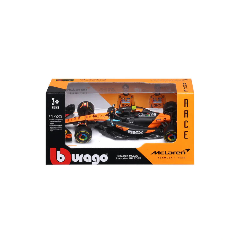 8 60039C BURAGO NO4 MCLAREN MCL39 2025 NORRIS F1 CAR 1/43RD SCALE