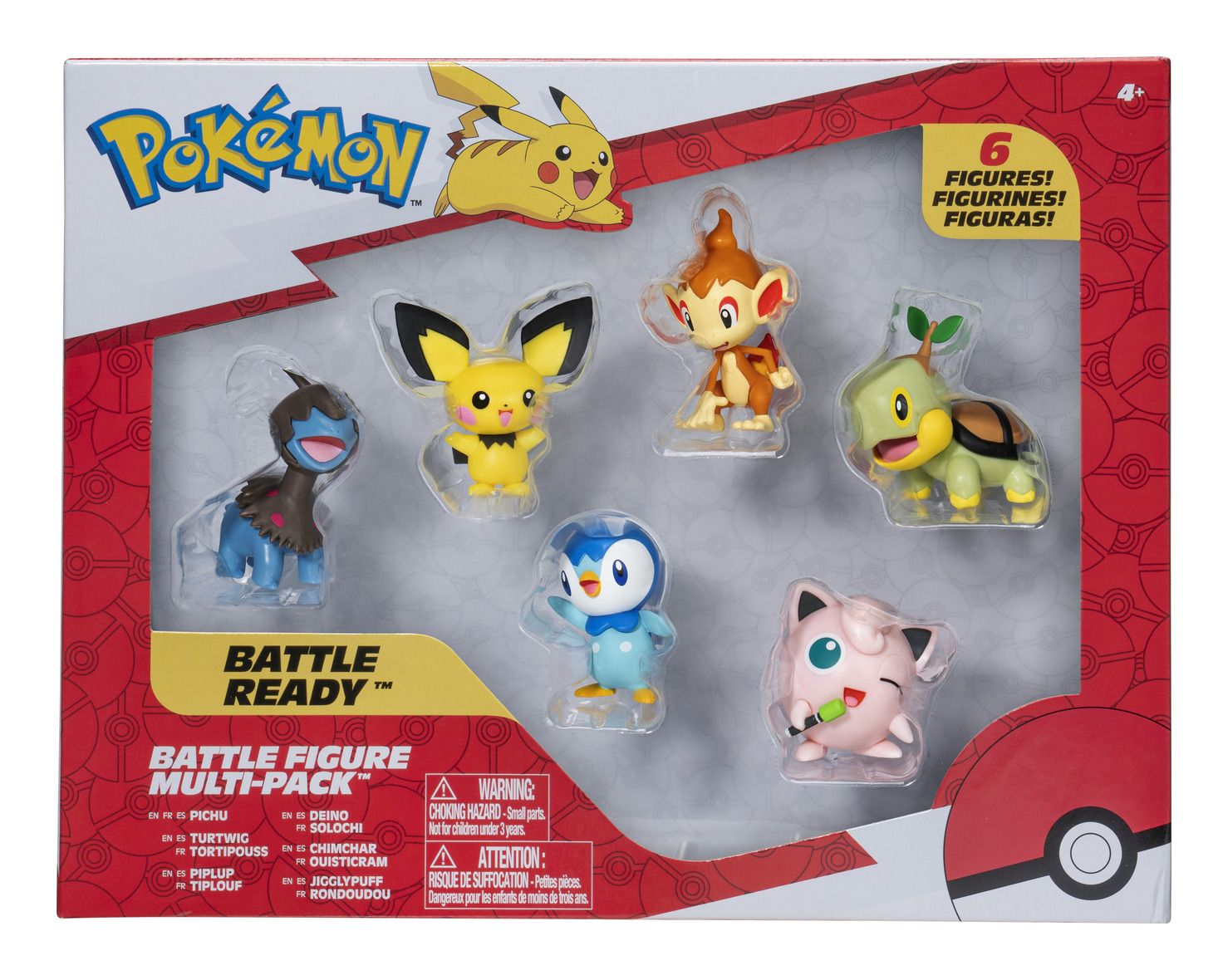 POKEMON PKW3061 BATTLE FIGURE MULTI-PACK PICHU,TURTWIG,PIPLUP,DEINO,CHIMCHAR,JIGGLYPUFF