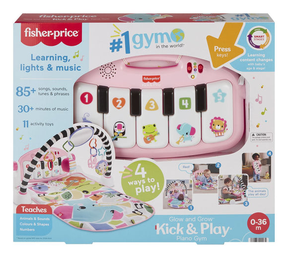 FISHER PRICE HWY61 PINK GLOW AND GROW KICK & PLAY PIANO GYM