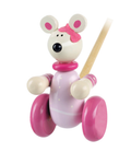 ORANGE TREE TOYS WOODEN PUSH ALONG PINK MOUSE