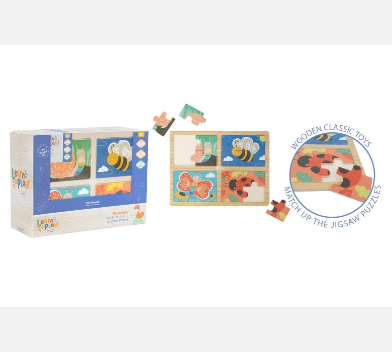FIRST STEPS PS875 LEARN AND PLAY WOODEN MY FIRST 4 IN 1 JIGSAWS