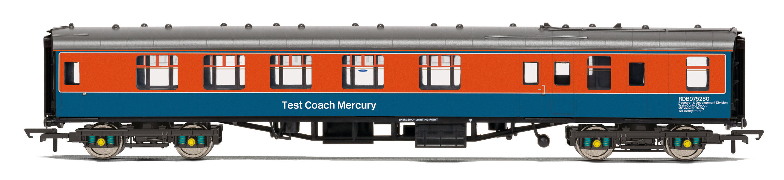 Hornby R40214 BR Departmental, ex-Mk1 BCK, Test Coach 'Mercury', RDB975280 - Era 7