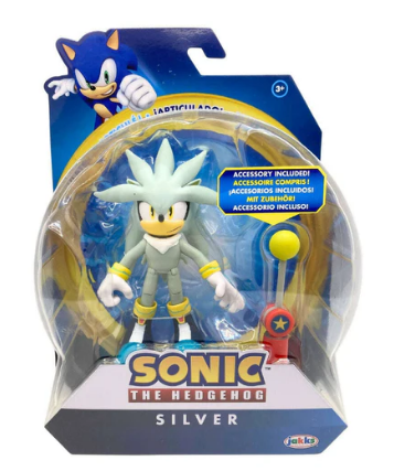 SONIC THE HEDGEHOG 442305 SILVER WITH CHECKPOINT ARTICULATED FIGURE