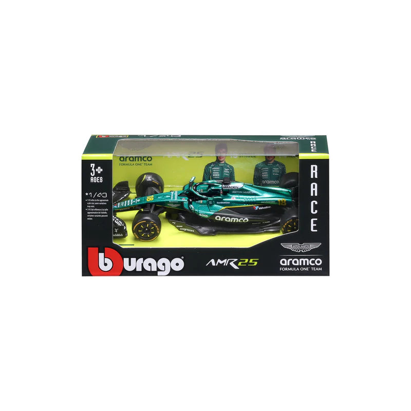 3 BURAGO 60039C NO18 ASTON MARTIN AMR25 2025 STROLL F1 CAR 1/43RD SCALE