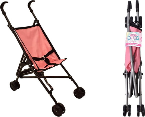 LULLABY BABY 2260 PINK FOLDABLE DOLL STROLLER