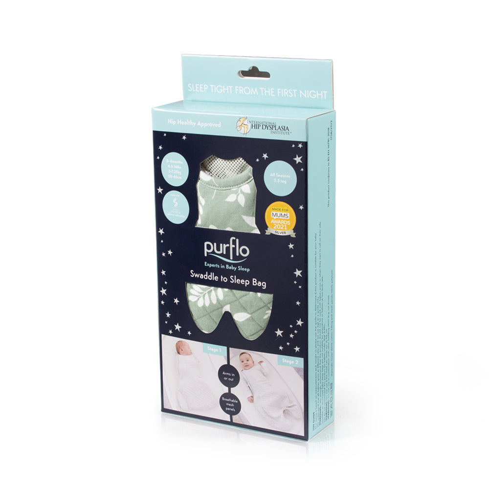 Purflo Swaddle to Sleep Bag 2.5 tog 0-4 months Fern