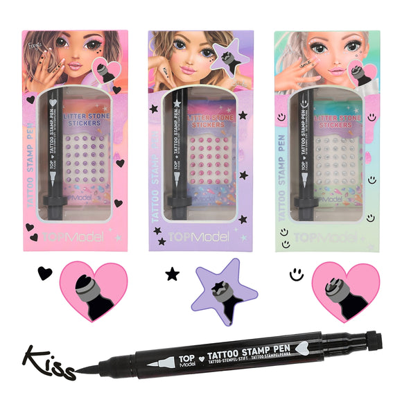 TOP MODEL 0412745 BEAUTY TATTOO STAMP PEN WITH GLITTER STONES (COLOURS VARY, SUPLLIED AT RANDOM)