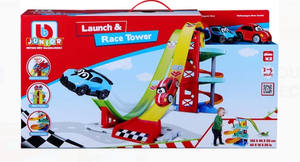 BBURAGO JUNIOR 88604 LAUNCH & RACE TOWER WITH VW BEETLE AND BUGATTI DIVO