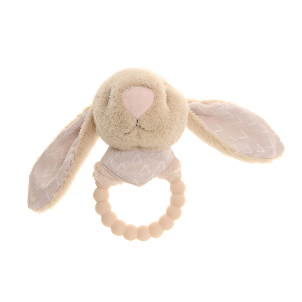 ZIGGLE TOY6161 BEIGE BUNNY PLUSH BABY RATTLE