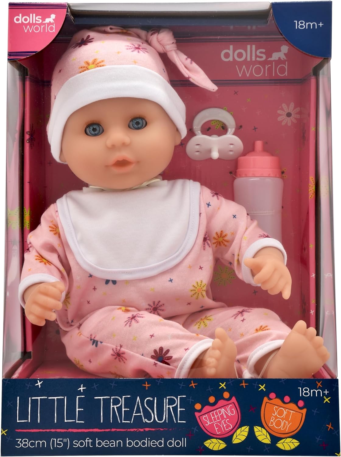 DOLLS WORLD 78320 LITTLE TREASURES GIRL SOFT BEAN BODIED DOLL