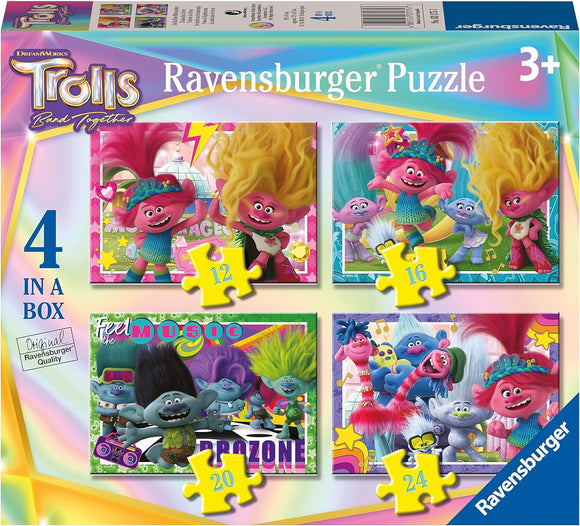 RAVENSBURGER TROLLS BAND TOGETHER 03175 4 IN A BOX PUZZLE