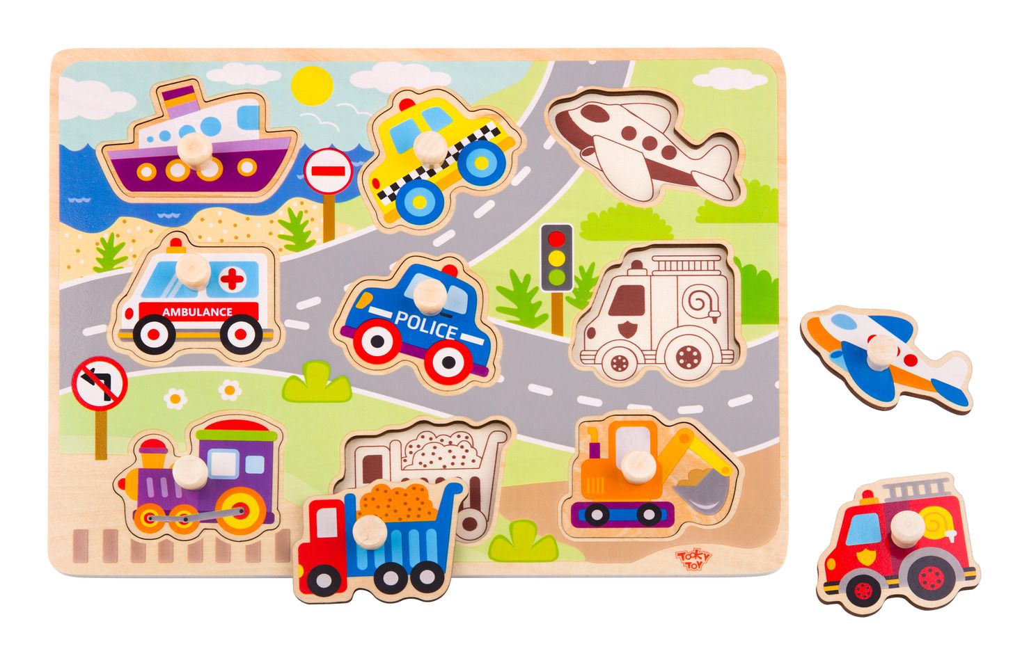 TOOKY TOY TY860 WOODEN VEHICLE PUZZLE