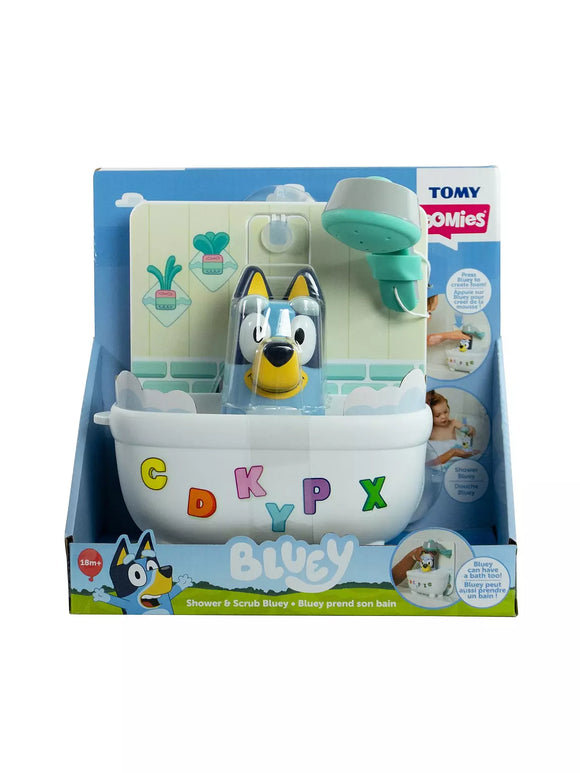 TOMY TOOMIES BLUEY SHOWER & SCRUB BLUEY BATH TOY