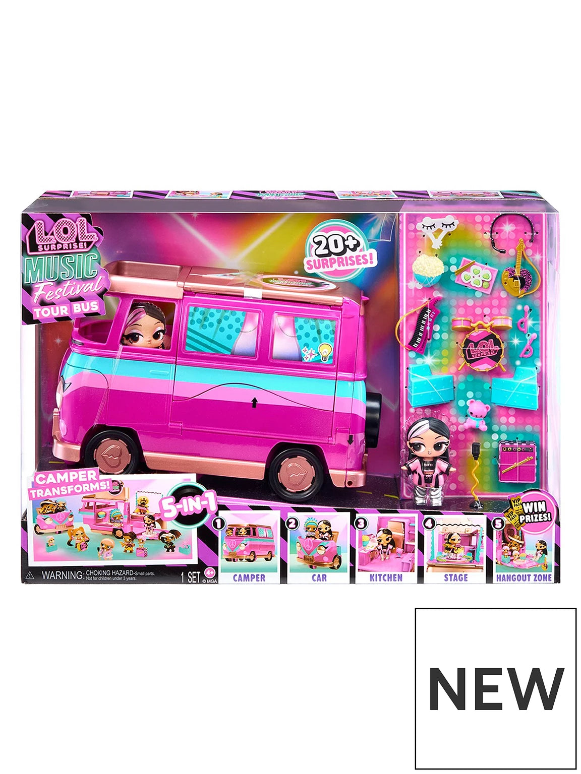 MGA 249757EUC LOL MUSIC FESTIVAL TOUR BUS 5 IN 1 PLAYSET