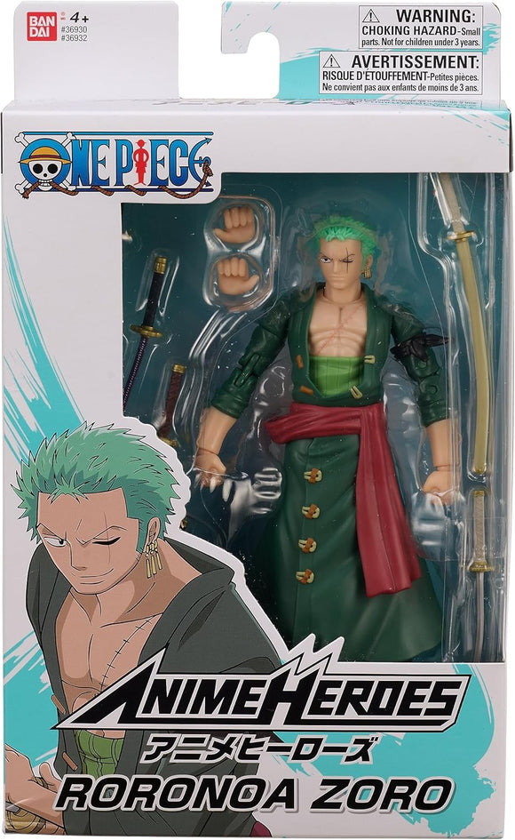 BANDAI 36932 ONE PIECE RORONOA ZORO ANIME HEROES FIGURE