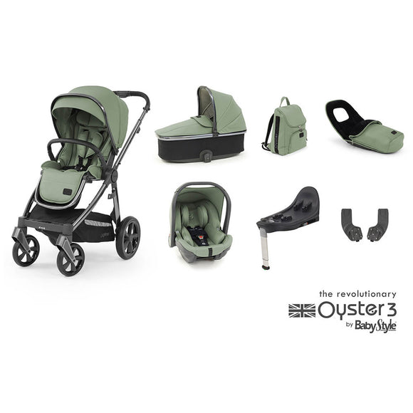 Oyster 3 Luxury Travel System In Spearmint on NEW Gunmetal Chassis