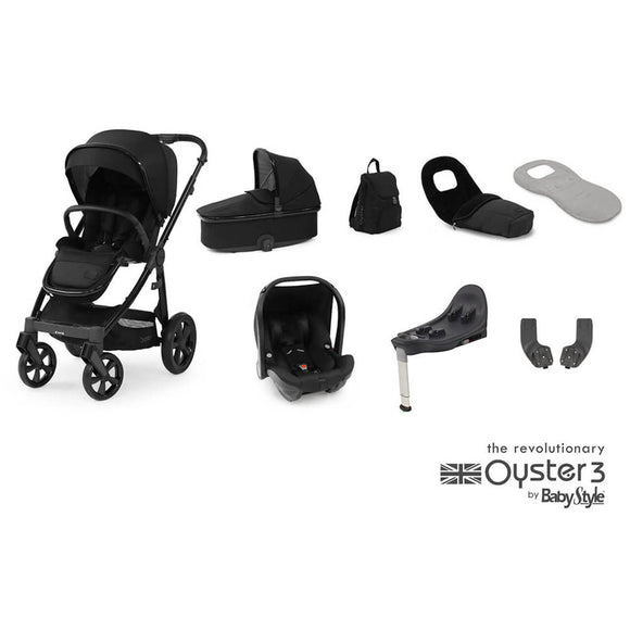 Oyster 3 Luxury Travel System In Special Edition Onyx on NEW Black Chassis