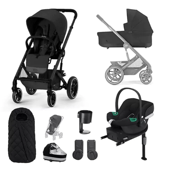 Cybex Balios S Lux Black Frame Aton B2 Comfort Bundle in Moon Black