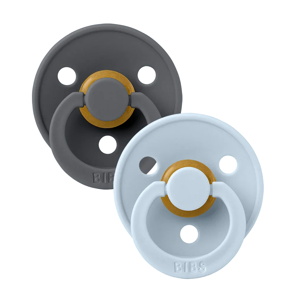 BIBS DUMMIES 110223 SIZE 1 COLOUR NATURAL RUBBER ROUND IRON/BABY BLUE