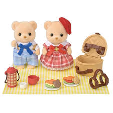 SYLVANIAN 5852 BISCUIT BEAR SISTER AND BROTHER DELICIOUS PICNIC