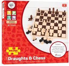 BIGJIGS BJ789 WOODEN DRAUGHTS AND CHESS SET