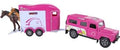 KIDS GLOBE DIE CAST PINK LANDROVER WITH HORSE TRAILER