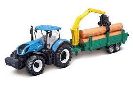 BURAGO 18-31655 NEW HOLLAND T7.315 TRACTOR WITH LOG LOADER AND TRAILER