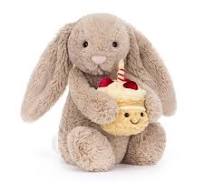JELLYCAT BAS3BEBB BASHFUL BEIGE BIRTHDAY BUNNY