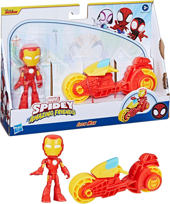 MARVEL SPIDEY AND HIS AMAZING FRIENDS F9346 IRON MAN WITH MOTORCYCLE