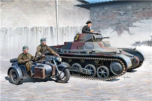 ACADEMY 13556 German Army WWII Panzer I Ausf B Light Tank & Motorcycle 1/35 SCALE