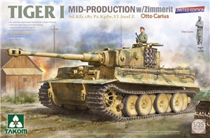 TAKOM 2200 German WWII Tiger I Mid w/ Zimmerit & Otto Carius figure Ltd Edition 1/35 SCALE