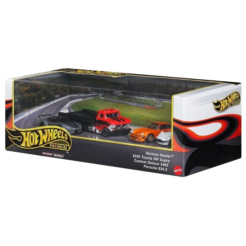 HOT WHEELS PREMIUM COLLECTION GMH39 HORIZON HAULER 2020 TOYOTA GR SUPRA CUSTOM DATSUN 240Z PORSCHE 934.5