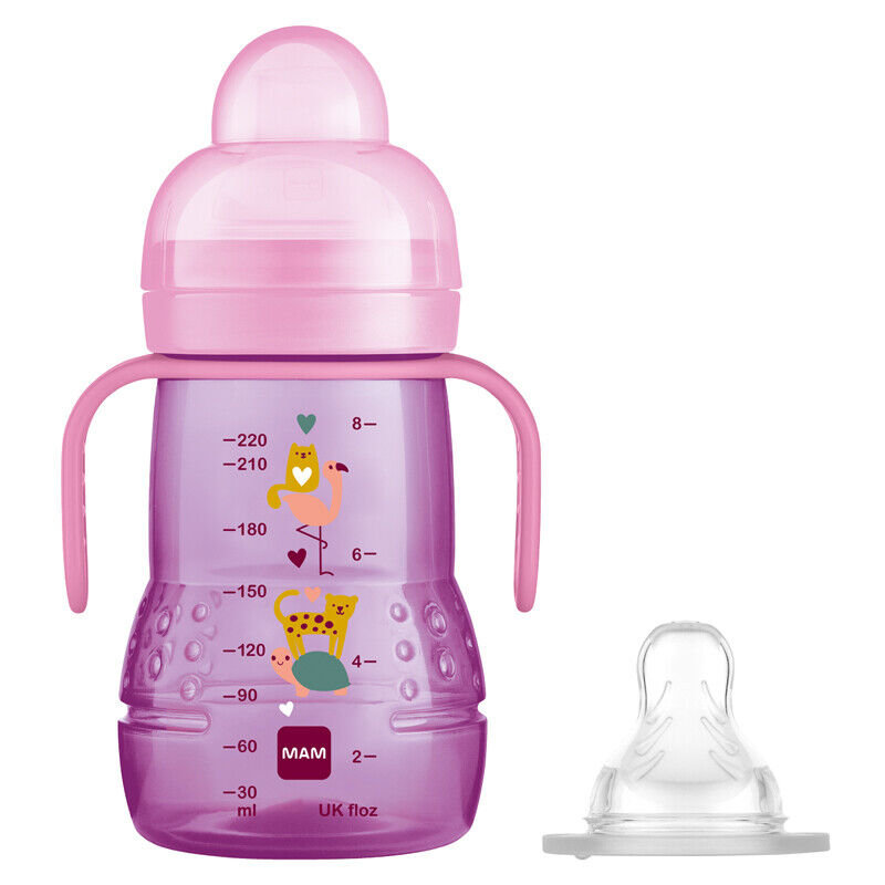 MAM Trainer 2in1 Cup 4m+ Spill Free Toddler Cup - Pink