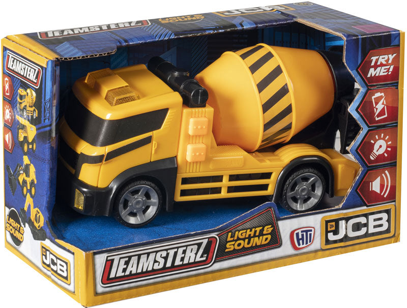 TEAMSTERZ 1417130 JCB CEMENT MIXER WITH LIGHTS AND SOUNDS