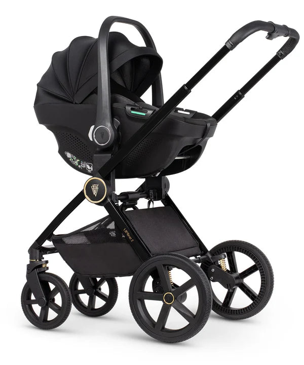 Venicci Tinum Upline 2 10 piece Travel System Bundle in All Black
