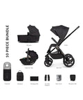 Venicci Tinum Upline 2 10 piece Travel System Bundle in All Black
