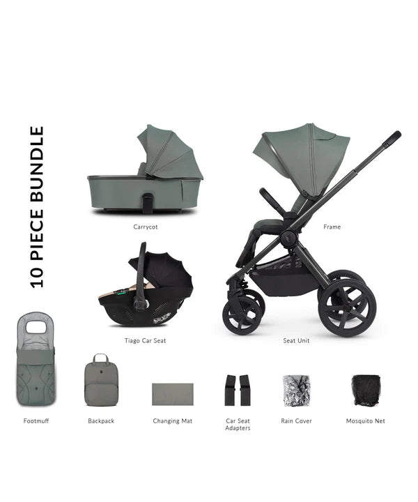 Venicci Tinum Upline 2 10 piece Travel System Bundle in Aloe