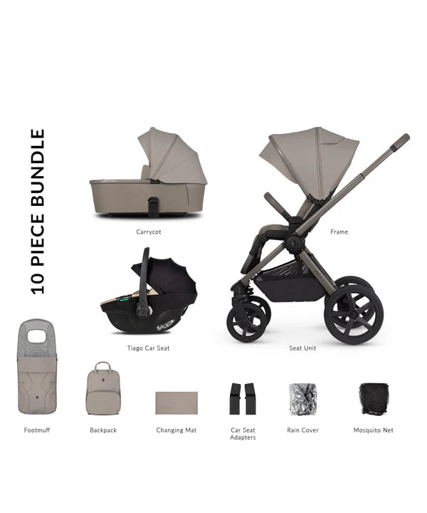 Venicci Tinum Upline 2 10 piece Travel System Bundle in Taupe