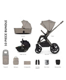 Venicci Tinum Upline 2 10 piece Travel System Bundle in Taupe