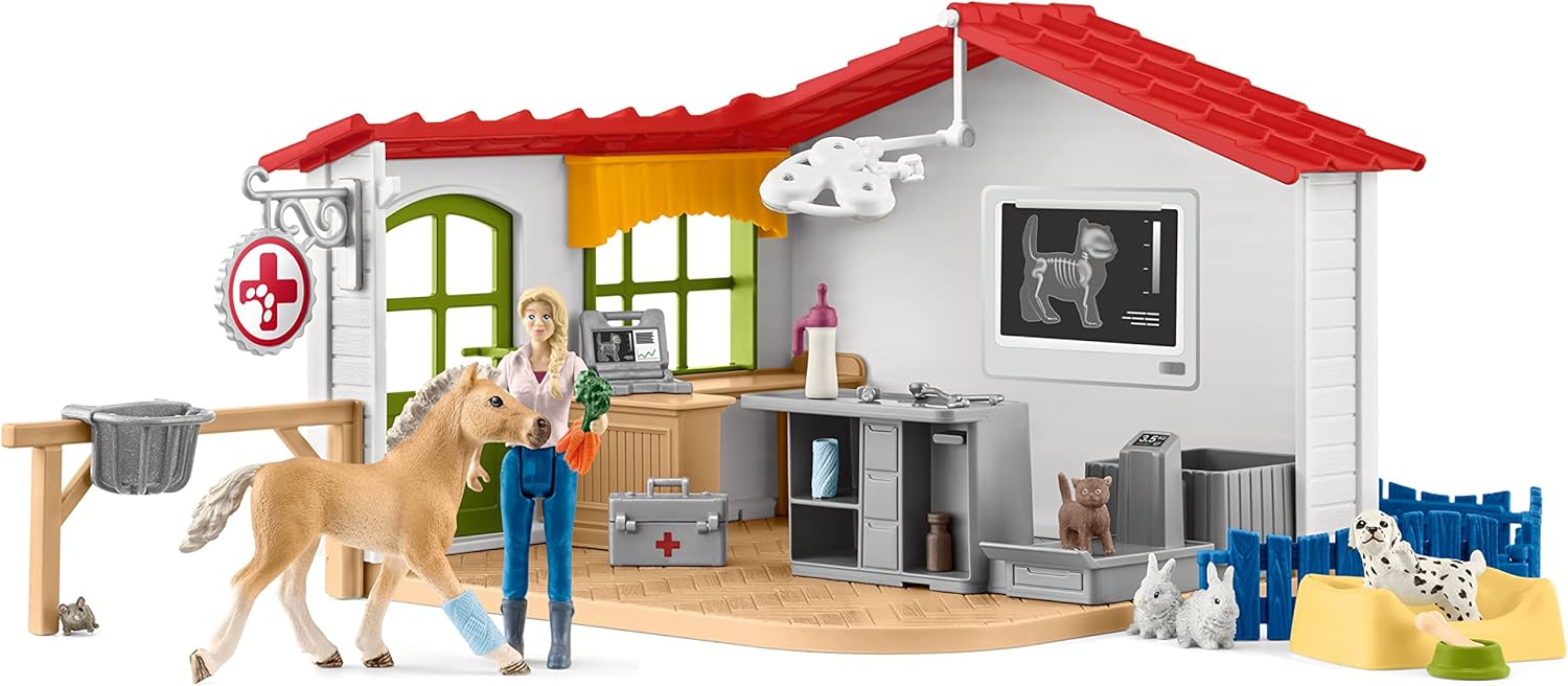 SCHLEICH 42502 FARM WORLD VETERINARIAN PRACTICE WITH PETS