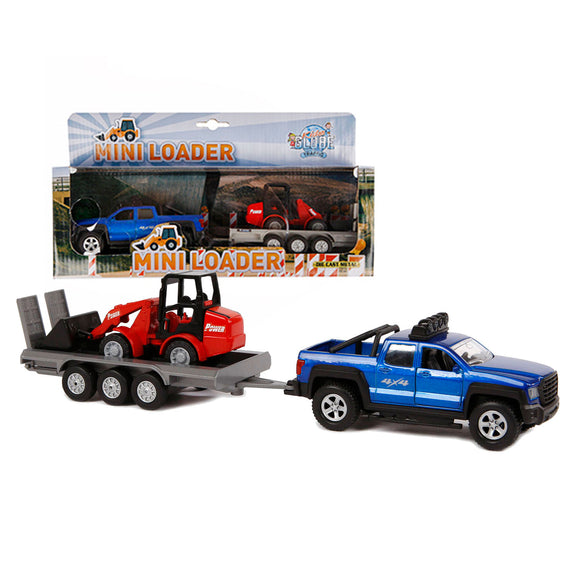 KIDS GLOBE DIE CAST SUV WITH TRAILER AND MINI DIGGER WITH SOUND LIGHT
